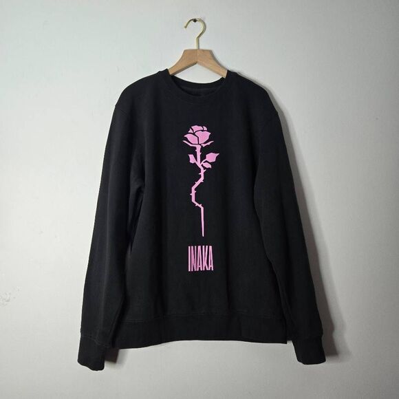 Inaka Power Sweatshirt Size Medium Black Pink Rose - Picture 1 of 5